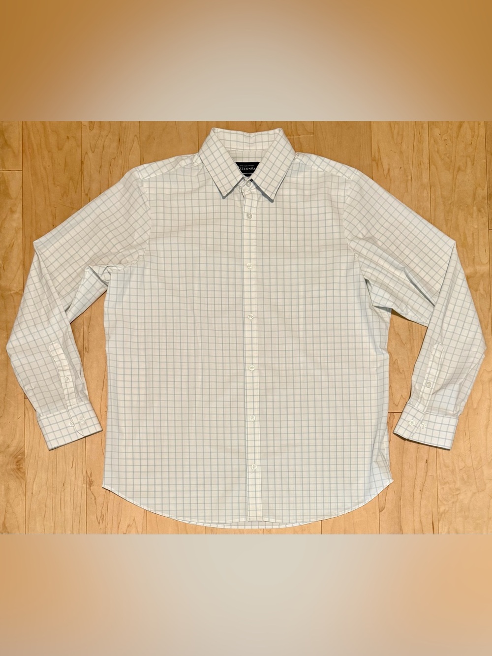 Mizzen+Main Leeward Standard Performance Button Down Shirt White Blue Check XL